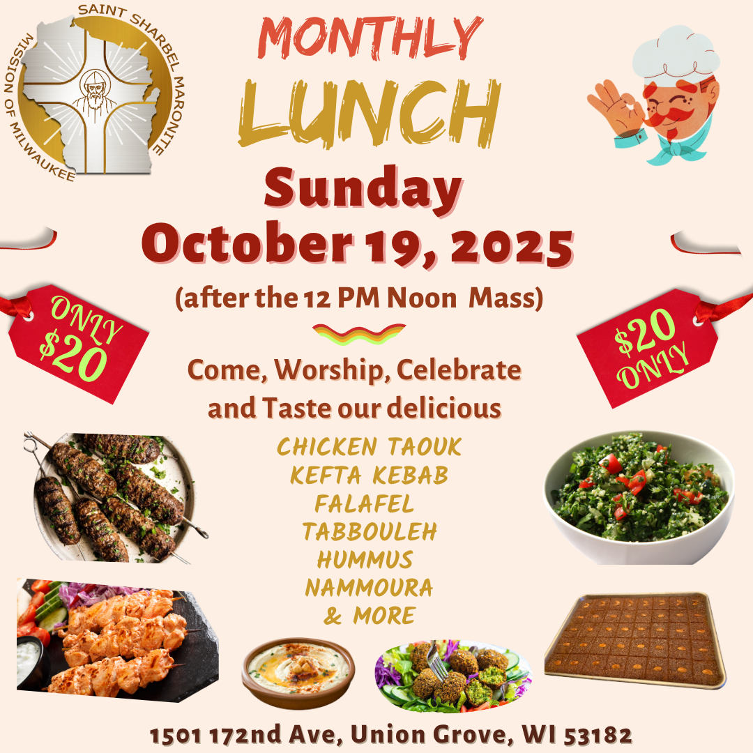 Saint Sharbel community lunch October 2025 flyer